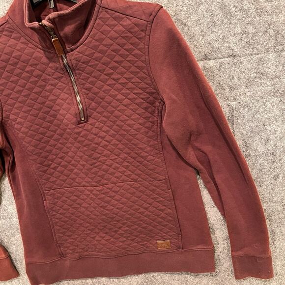 LL Bean Sweater Women’s Medium Petite Quilted Front 1/4 Zip‎ Mauve Red Collared - Picture 4 of 10